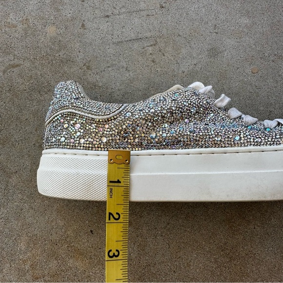Betsey Johnson Suton Lace-Up Rhinestone Platform Sneakers Women’s Size 8.5 - Picture 8 of 13